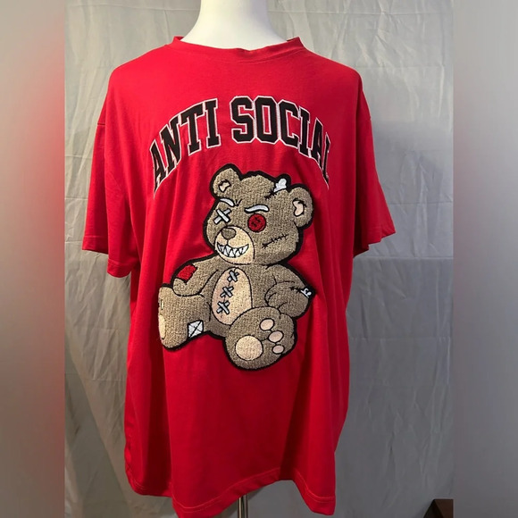 Anti Social Short Sleeve Tee- red size XL - Picture 1 of 9